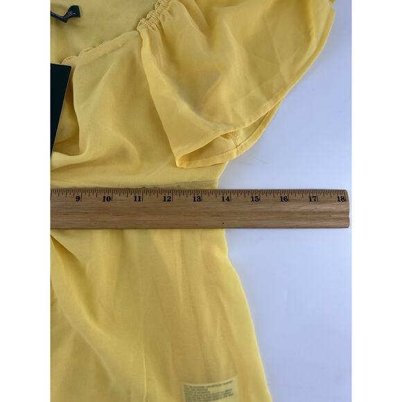 Wild Fable Short Sleeve Sheer Tie Down Shirt Womens Yellow Extra Small New - Picture 2 of 8